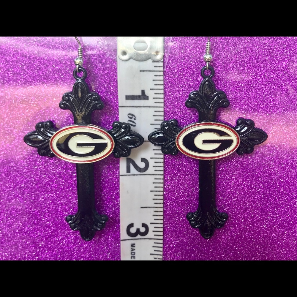 Black Spoon Cross Georgia Bulldogs Earrings